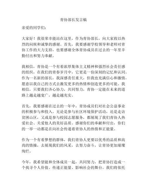 青协部长发言稿