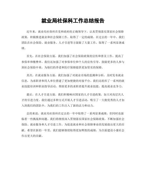 就业局社保科工作总结报告