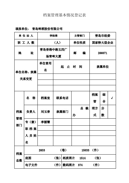 档案管理基本情况登记表[022]