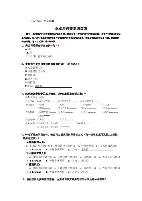 企业培训需求调查表