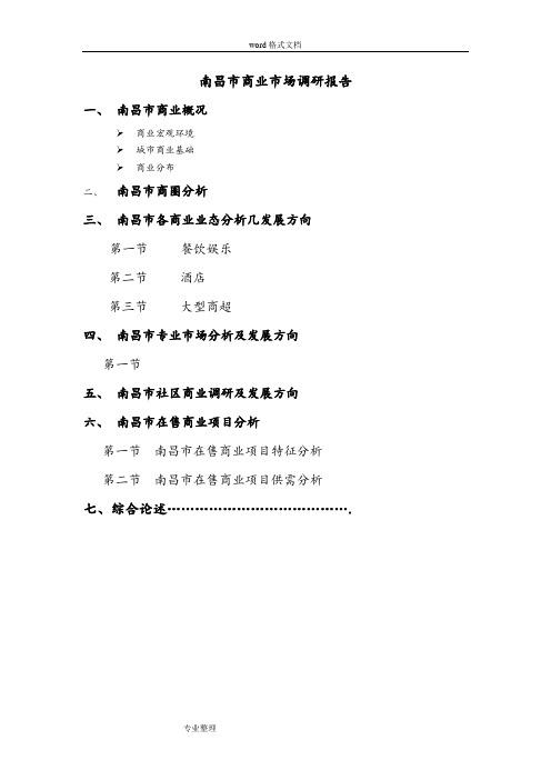 南昌市商业市场调研报告书