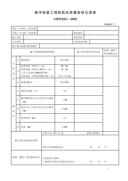 (最新)振冲地基工程检验批质量验收记录表(精品)