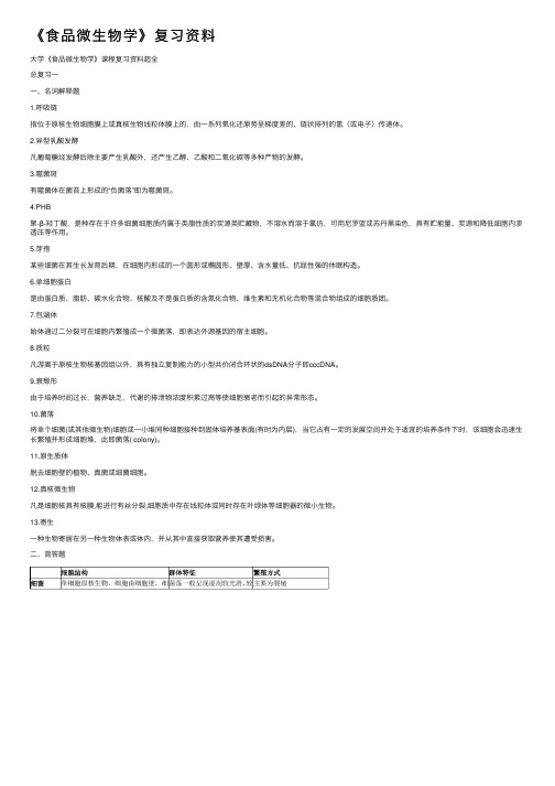 《食品微生物学》复习资料