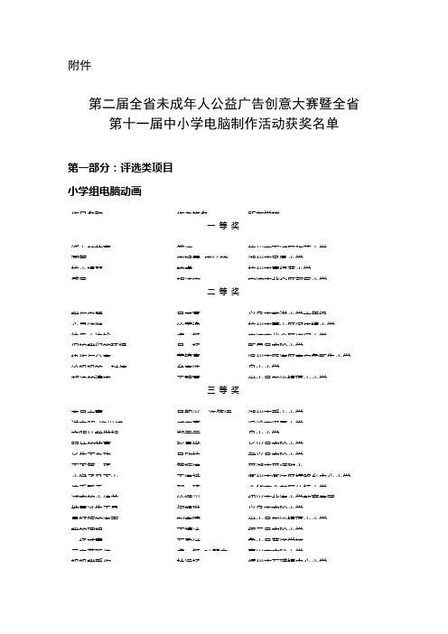 第十一届浙江省中小学生电脑制作活动获奖名单