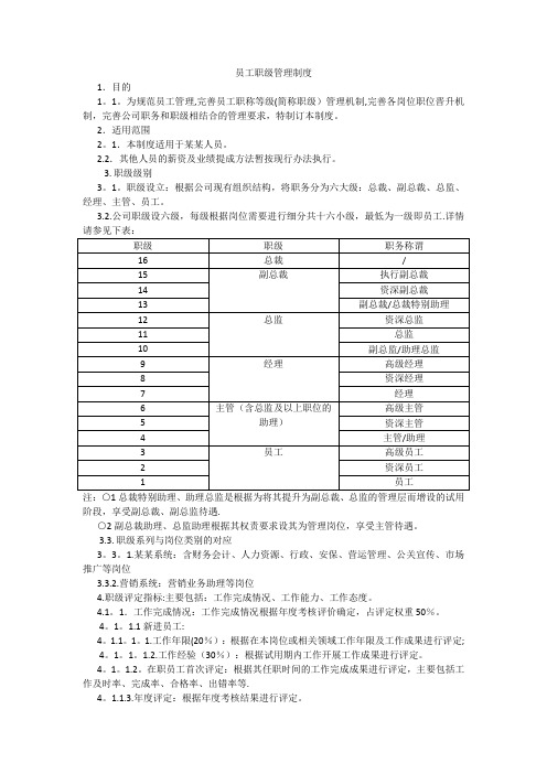 员工职级管理制度