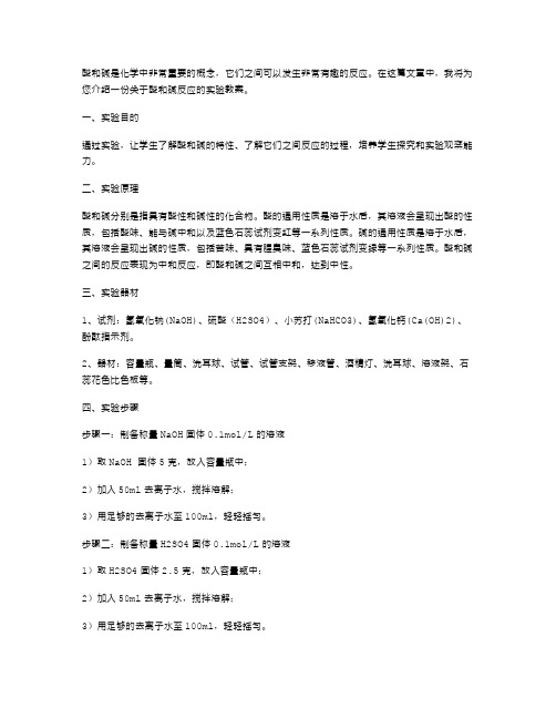 酸和碱的反应实验教案