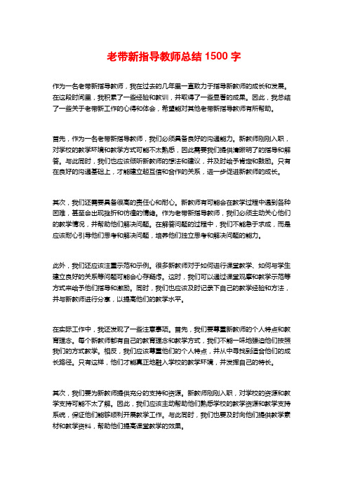 老带新指导教师总结