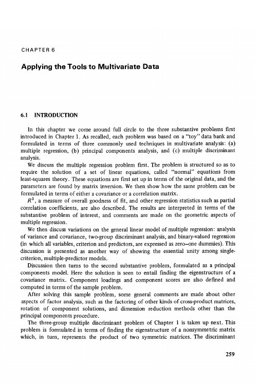 Mathematical Tools for Applied Multivariate Analysis chapter 6