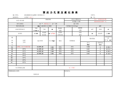 预应力孔道压浆记录表