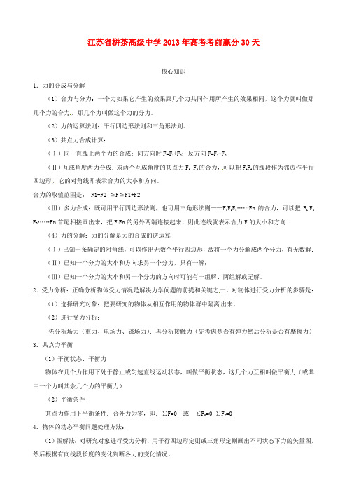 江苏省栟茶中学高三物理考前赢分30天 第09天