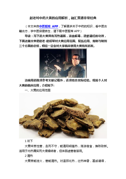 赵老对中药大黄的应用解析，融汇贯通非常经典