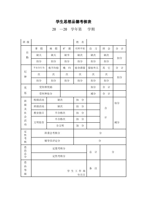 学生思想品德考核表