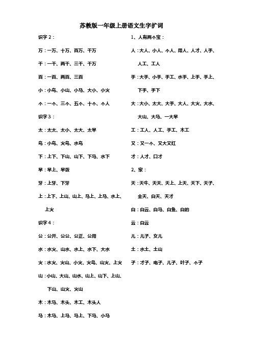 【苏教版】一年级上册语文生字扩词