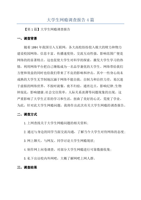 大学生网瘾调查报告4篇