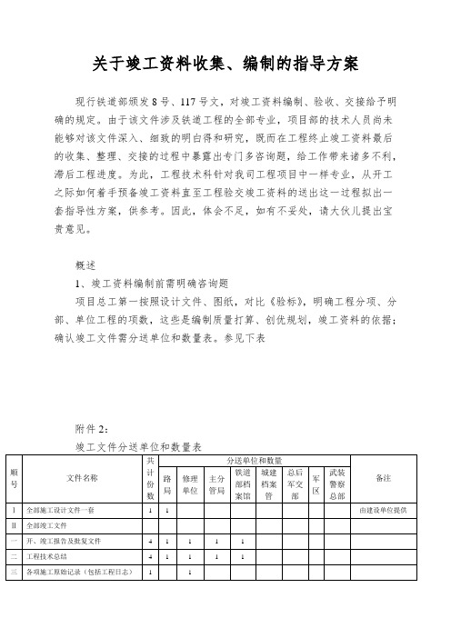 关于竣工资料收集、编制的指导方案