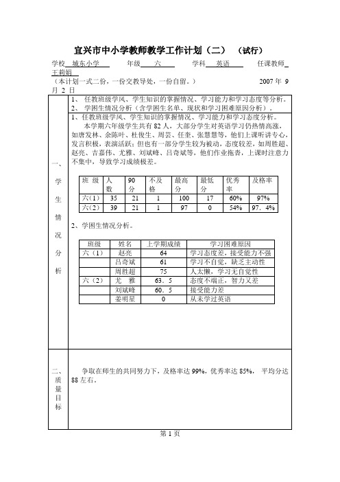 宜兴市中小学教师教学工作计划(试行)