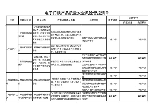 电子门锁产品质量安全风险管控清单