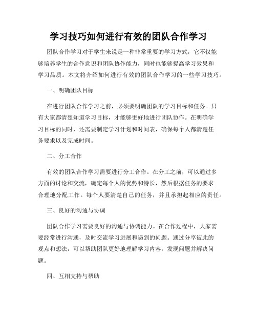 学习技巧如何进行有效的团队合作学习