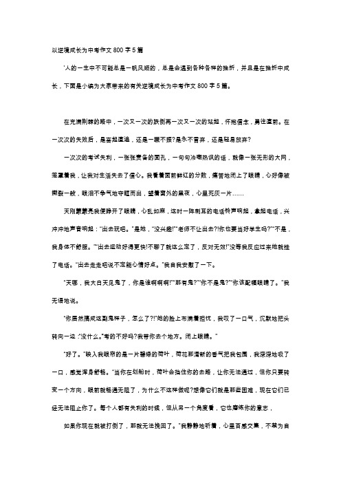 高中作文-以逆境成长为中考作文800字5篇