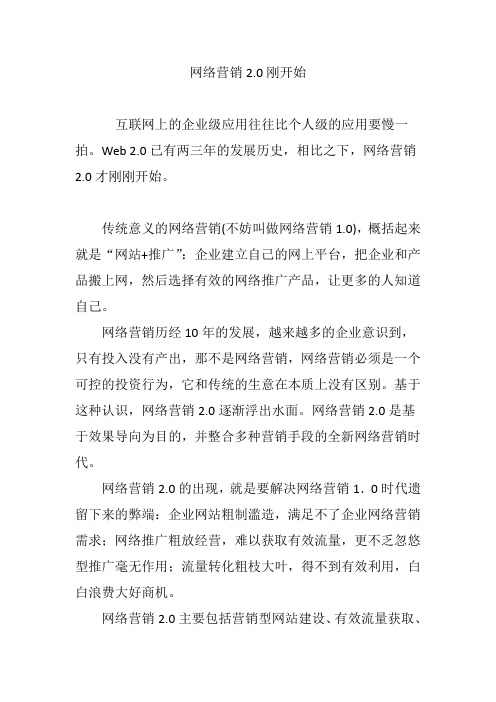 网络营销2.0刚开始