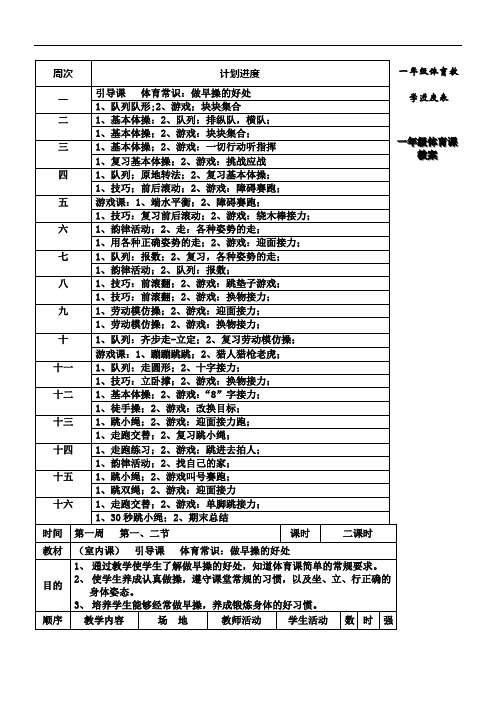 一年级体育教学进度表