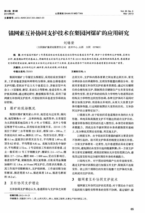 锚网索互补协同支护技术在梨园河煤矿的应用研究