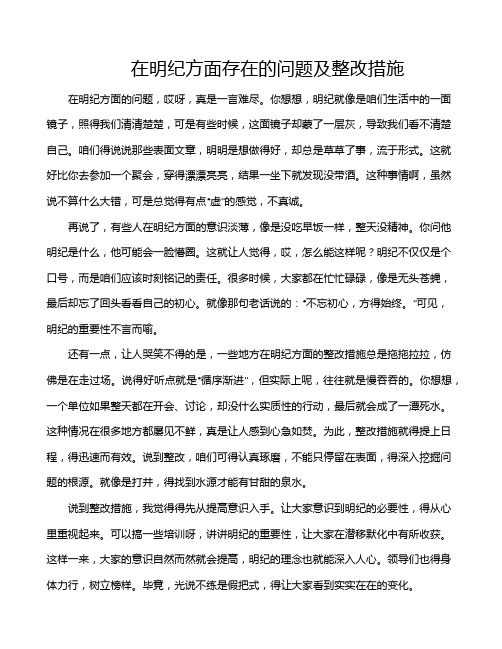 在明纪方面存在的问题及整改措施