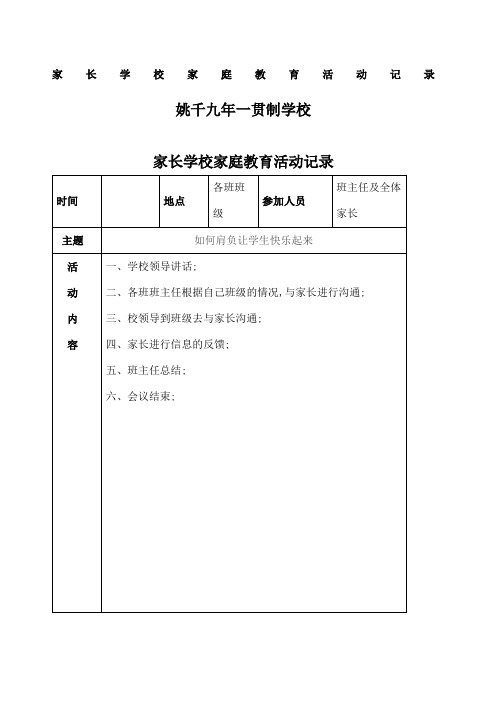 家长学校家庭教育活动记录