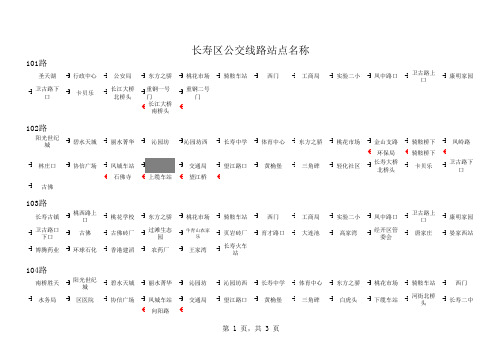 长寿区公交线路站点名称