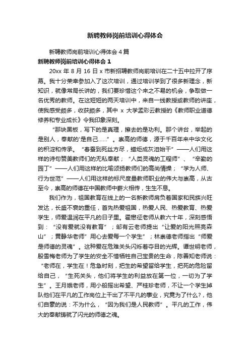 新聘教师岗前培训心得体会