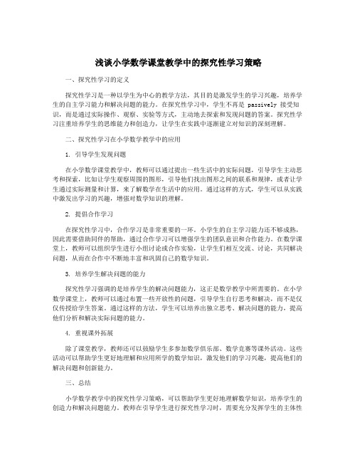 浅谈小学数学课堂教学中的探究性学习策略