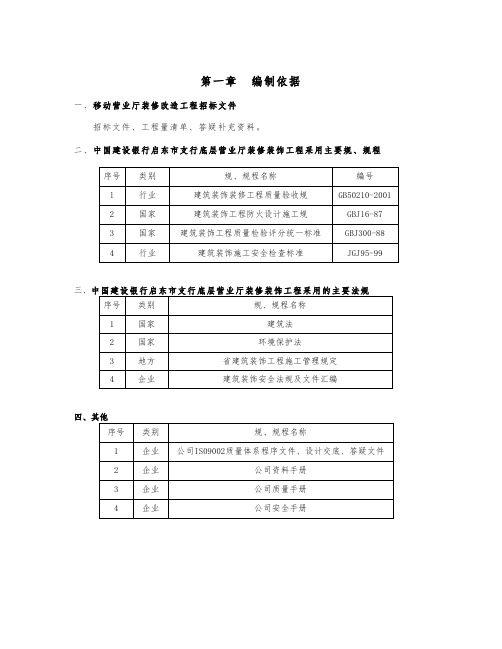 移动营业厅装修工程施工组织方案设计