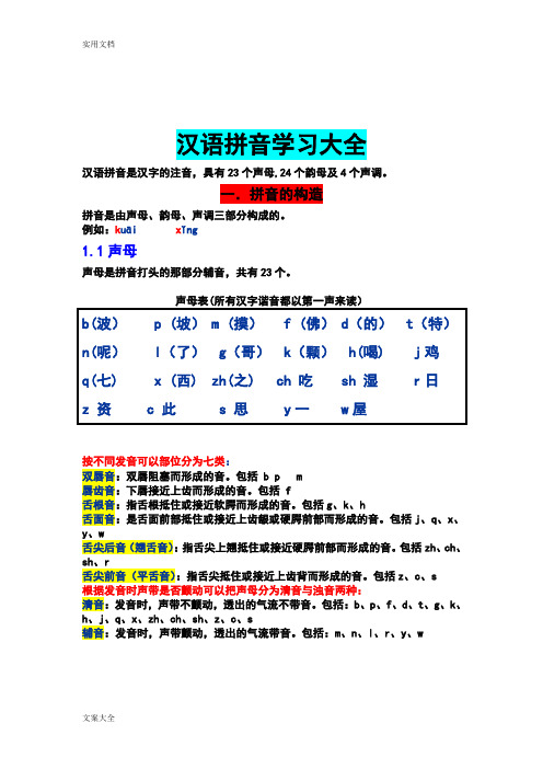 汉语拼音学习大全   完整版