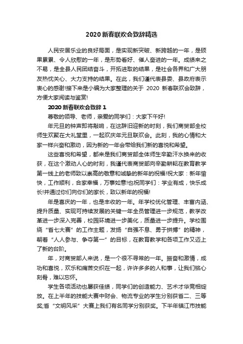 2020新春联欢会致辞精选