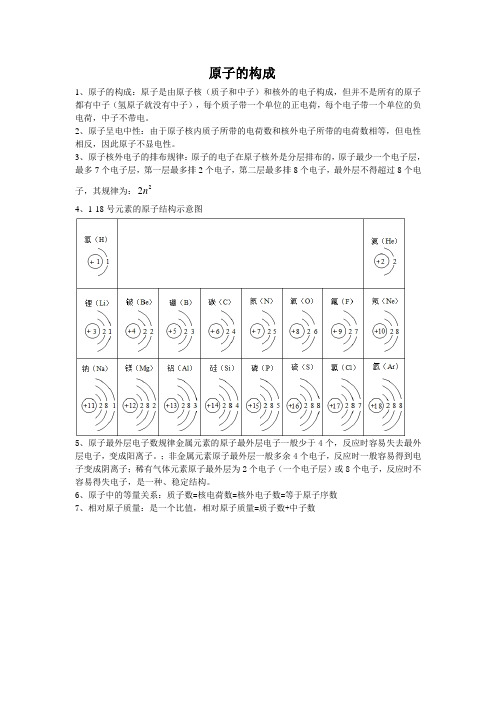 新人教版九年级化学 原子的构成讲义