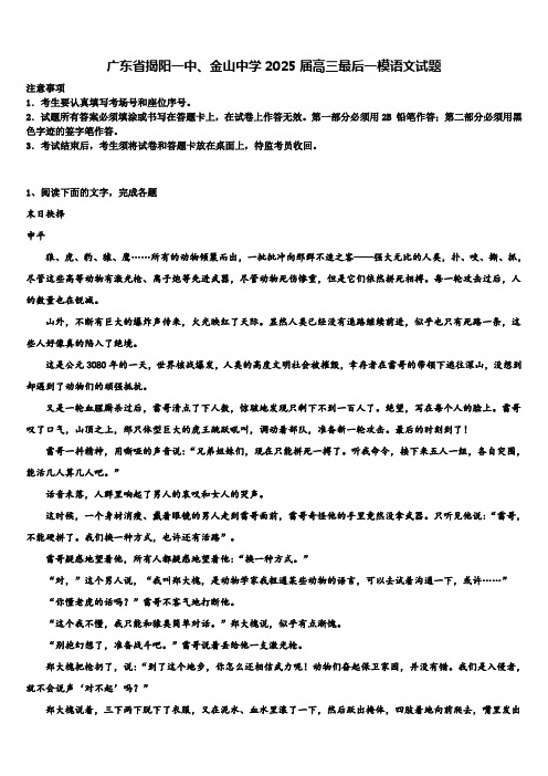 广东省揭阳一中、金山中学2025届高三最后一模语文试题含解析