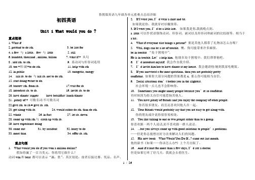 鲁教版英语九年级各单元重难点总结详细