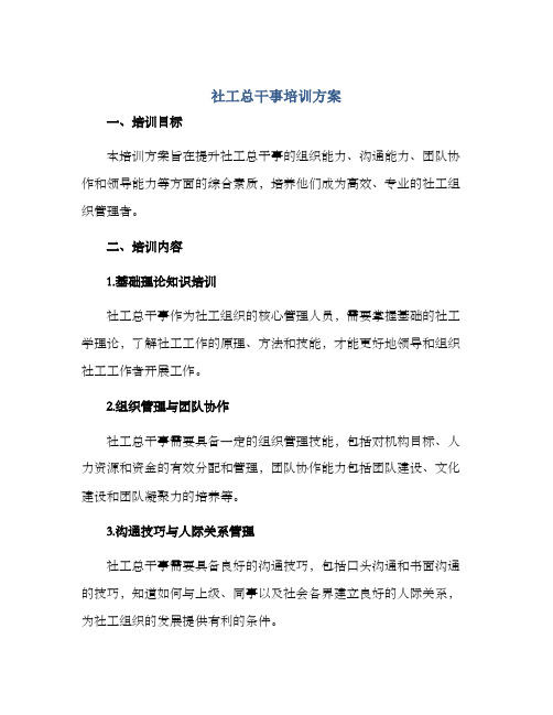 社工总干事培训方案