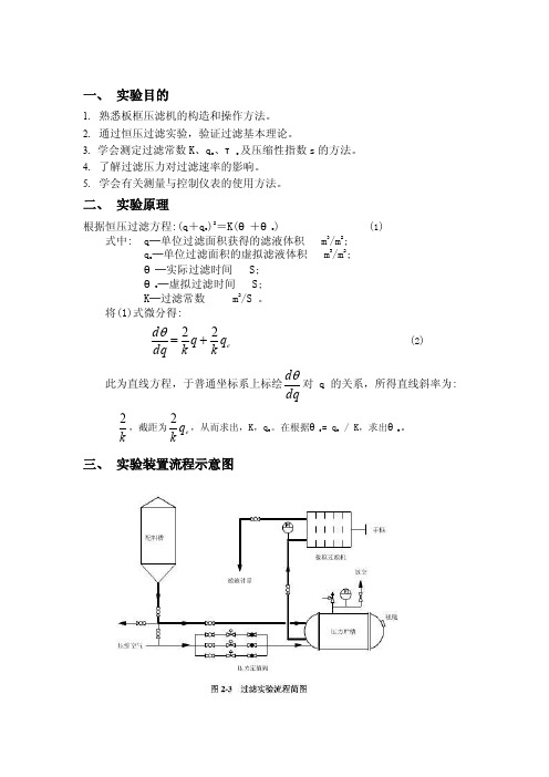 恒压过滤实验数据处理表