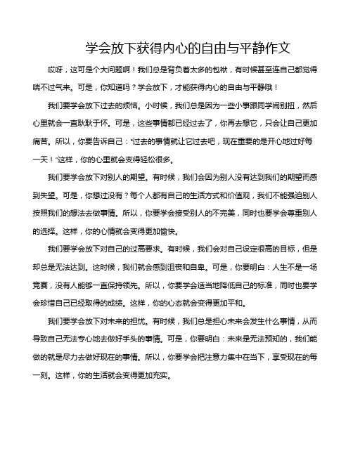 学会放下获得内心的自由与平静作文