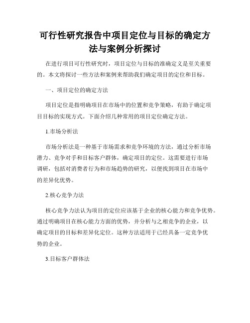 可行性研究报告中项目定位与目标的确定方法与案例分析探讨