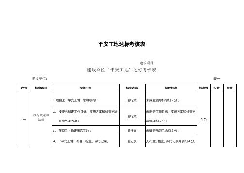 平安工地达标考核表