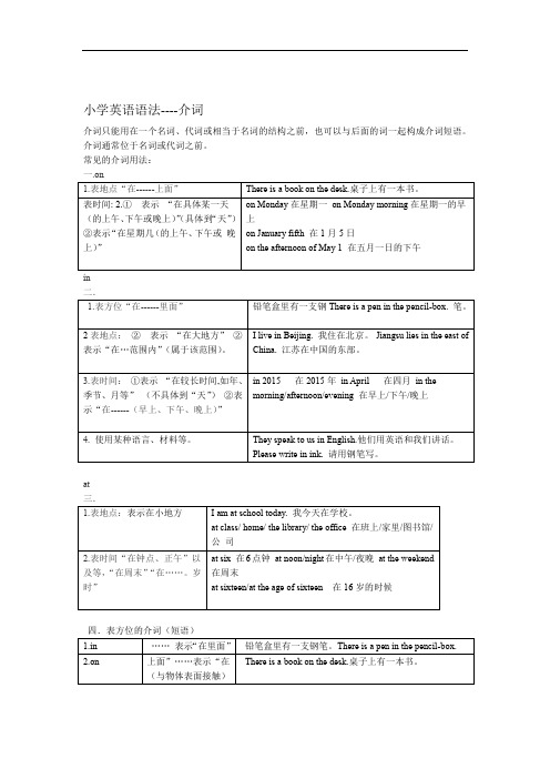 小学英语语法--介词