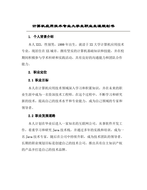 计算机应用技术专业大学生职业生涯规划书