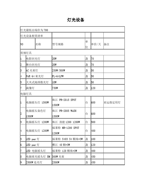 灯光设备租赁报价