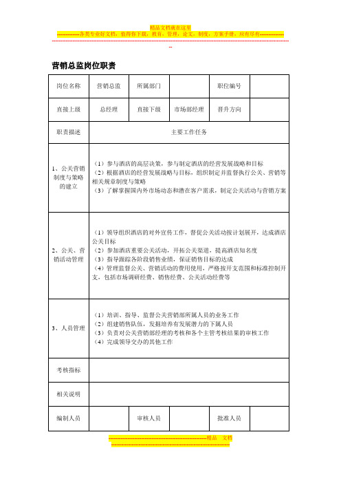 市场部各岗位职责流程规范