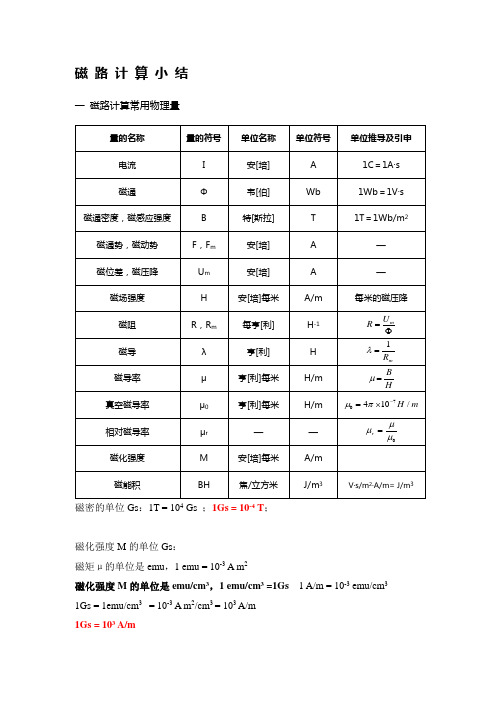 永磁体密封磁路计算小结