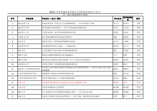 近四年江苏省优秀论文