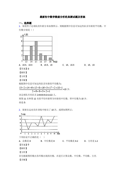 最新初中数学数据分析经典测试题及答案