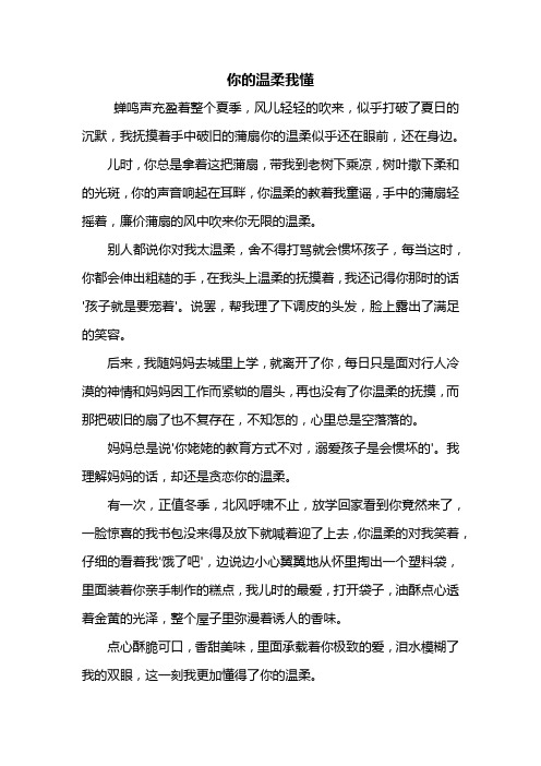 初一作文：你的什么我懂作文600字